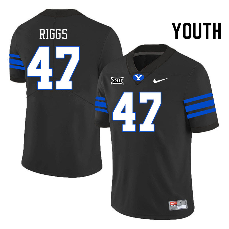 Youth #47 Dalton Riggs BYU Cougars College Football Jerseys Stitched Sale-Black